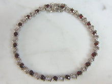 Load image into Gallery viewer, Womens Vintage Estate Sterling Silver Garnet Bracelet 12.2g E5958