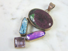 Load image into Gallery viewer, Womens Vintage Estate Sterling Silver Multi-Stone Pendant 31.9g E2643