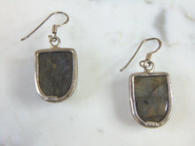 Load image into Gallery viewer, Womens Vintage Estate Sterling Silver Labradorite Earrings 14.2g E2704