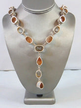 Load image into Gallery viewer, Womens Vintage Estate Sterling Silver Quartz &amp; Cz Necklace 97.8g E2789