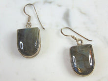 Load image into Gallery viewer, Womens Vintage Estate Sterling Silver Labradorite Earrings 14.2g E2704