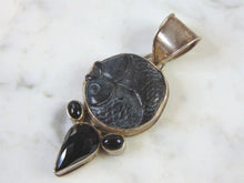 Load image into Gallery viewer, Womens Vintage Estate Sterling Silver Onyx Pendant 17.6g E2735