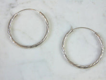 Load image into Gallery viewer, Womens Vintage Estate Sterling Silver Hoop Earrings 6.3g E1800