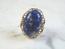Load image into Gallery viewer, Womens Vintage Estate 14k Yellow Gold Lapis Lazuli Ring 7g E1012