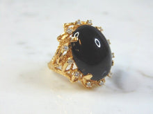 Load image into Gallery viewer, Womens Vintage Estate 14k Gold Onyx &amp; Diamond Ring 10.6g E1015