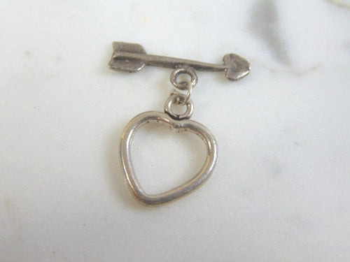 Vintage Estate Sterling Silver Heart Lapel T-Bar 1.7g E1451