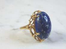 Load image into Gallery viewer, Womens Vintage Estate 14k Yellow Gold Lapis Lazuli Ring 7g E1012
