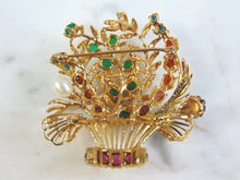 Load image into Gallery viewer, Vintage Estate 14K Yellow Gold Floral Brooch w/ Gemstones 17.6g E3044
