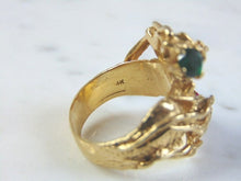 Load image into Gallery viewer, Womens Vintage Estate 14k Yellow Gold Ruby &amp; Emerald Dragon Ring 15.3g E1014