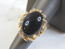 Load image into Gallery viewer, Womens Vintage Estate 14k Gold Onyx &amp; Diamond Ring 10.6g E1015