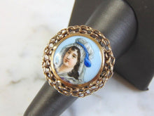 Load image into Gallery viewer, Vintage Estate 14K Gold Hand Painted Porcelain Ring 12.1g E3063