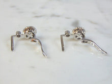 Load image into Gallery viewer, Womens Vintage Estate Sterling Silver CZ Earrings 3.7g E1850
