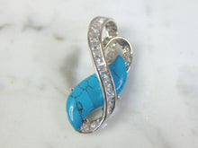 Load image into Gallery viewer, Womens Vintage Estate 18k White Gold Turquoise Pendant 4.9g E3085