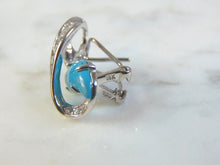 Load image into Gallery viewer, Womens Vintage Estate 18K White Gold Turquoise Earrings 7.5g E3086