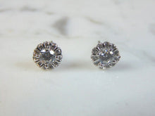 Load image into Gallery viewer, Womens Vintage Estate Sterling Silver CZ Earrings 1.7g E1854