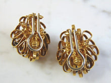 Load image into Gallery viewer, Womens Vintage Estate 18K Gold Diamond Sapphire Modernist Earrings 20.7g E3209