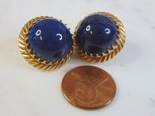 Load image into Gallery viewer, Womens Vintage Estate 14K Gold Lapis Lazuli Earrings 14.7g E3210
