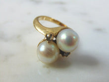 Load image into Gallery viewer, Womens Vintage Estate 14K Gold Ring w/ Pearl &amp; Diamonds 4.1g E3219