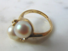 Load image into Gallery viewer, Womens Vintage Estate 14K Gold Ring w/ Pearl &amp; Diamonds 4.1g E3219
