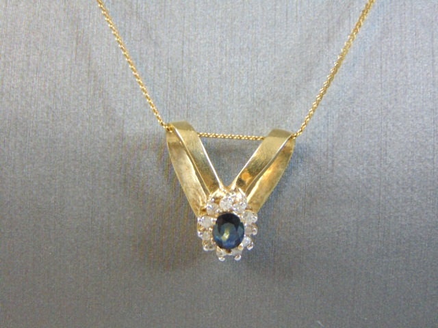 Womens 14K Gold Necklace & Diamond Pendant 4.7g E3221