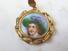 Load image into Gallery viewer, Vintage Estate 18K Gold Hand Painted Porcelain Earrings 12.4g E3026
