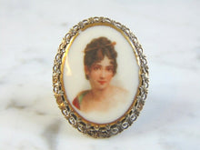 Load image into Gallery viewer, Womens Vintage Estate 14k Gold Hand Painted Porcelain Ring 11.2g E3048