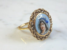 Load image into Gallery viewer, Vintage Estate 14K Gold Hand Painted Porcelain Ring 12.1g E3063
