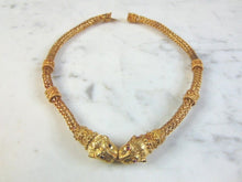 Load image into Gallery viewer, Womens Vintage Estate 21k Gold Lioness Necklace w/ Garnet Eyes 67.3g E755