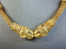 Load image into Gallery viewer, Womens Vintage Estate 21k Gold Lioness Necklace w/ Garnet Eyes 67.3g E755