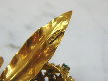 Load image into Gallery viewer, Womens Vintage Estate 18K Gold Emerald Flower Brooch 15.4g E3092