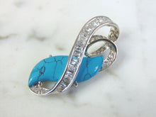 Load image into Gallery viewer, Womens Vintage Estate 18k White Gold Turquoise Pendant 4.9g E3085
