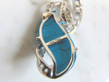 Load image into Gallery viewer, Womens Vintage Estate 18k White Gold Turquoise Pendant 4.9g E3085