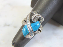 Load image into Gallery viewer, Womens Vintage Estate 18k White Gold Turquoise Ring 6.8g E3087
