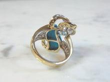 Load image into Gallery viewer, Womens Vintage Estate 18k White Gold Turquoise Ring 6.8g E3087
