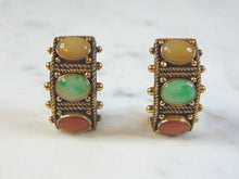 Load image into Gallery viewer, Womens Vintage Estate 14K Gold Multi Stone Earrings 13.3g E3095