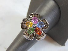 Load image into Gallery viewer, Womens Vintage Estate 14K Gold Gemstone Diamond Flower Ring 9.2g E3096