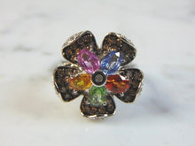 Load image into Gallery viewer, Womens Vintage Estate 14K Gold Gemstone Diamond Flower Ring 9.2g E3096