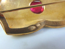 Load image into Gallery viewer, Vintage Estate 18K Yellow Gold Ruby Brooch 10.5g E3202