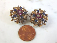 Load image into Gallery viewer, Womens Vintage Estate 18K Gold Multi Stone Earrings 15.7g E3212