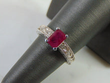 Load image into Gallery viewer, Womens Vintage Estate 14k White Gold Ruby Diamond Ring 4.9g E4002