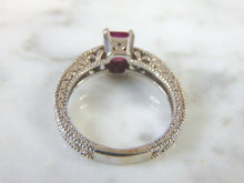 Load image into Gallery viewer, Womens Vintage Estate 14k White Gold Ruby Diamond Ring 4.9g E4002
