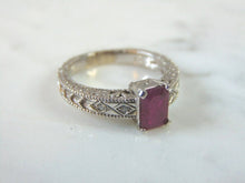 Load image into Gallery viewer, Womens Vintage Estate 14k White Gold Ruby Diamond Ring 4.9g E4002