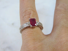 Load image into Gallery viewer, Womens Vintage Estate 14k White Gold Ruby Diamond Ring 4.9g E4002