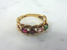 Load image into Gallery viewer, Womens Vintage Estate 10K Yellow Gold Gemstone Tiara Ring  3.4g #E4114