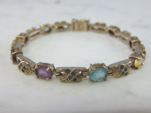 Load image into Gallery viewer, Womens Vintage Estate Sterling Silver Multi Stone Bracelet 16.9g E726