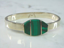 Load image into Gallery viewer, Womens Vintage Estate Sterling Silver Malachite Bracelet 49.5g E787
