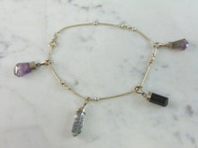 Load image into Gallery viewer, Womens Vintage Estate Sterling Silver Crystals Charm Bracelet 13.9g E1989