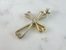 Load image into Gallery viewer, Vintage Estate 18k White Gold Religious Crucifix Cross Diamond Pendant 2.9g #E4101