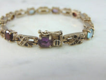 Load image into Gallery viewer, Womens Vintage Estate Sterling Silver Multi Stone Bracelet 16.9g E726