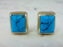 Load image into Gallery viewer, Womens Vintage Estate Sterling Silver Turquoise Clip On Earrings 16.2g E2141